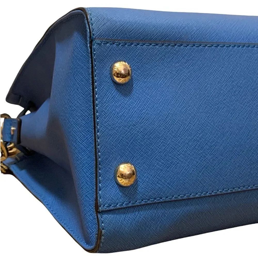 ❤️SOLD❤️MICHAEL Michael Kors Hamilton Heritage Blue PadLock Saffiano Leather Bag - Picture 7 of 10
